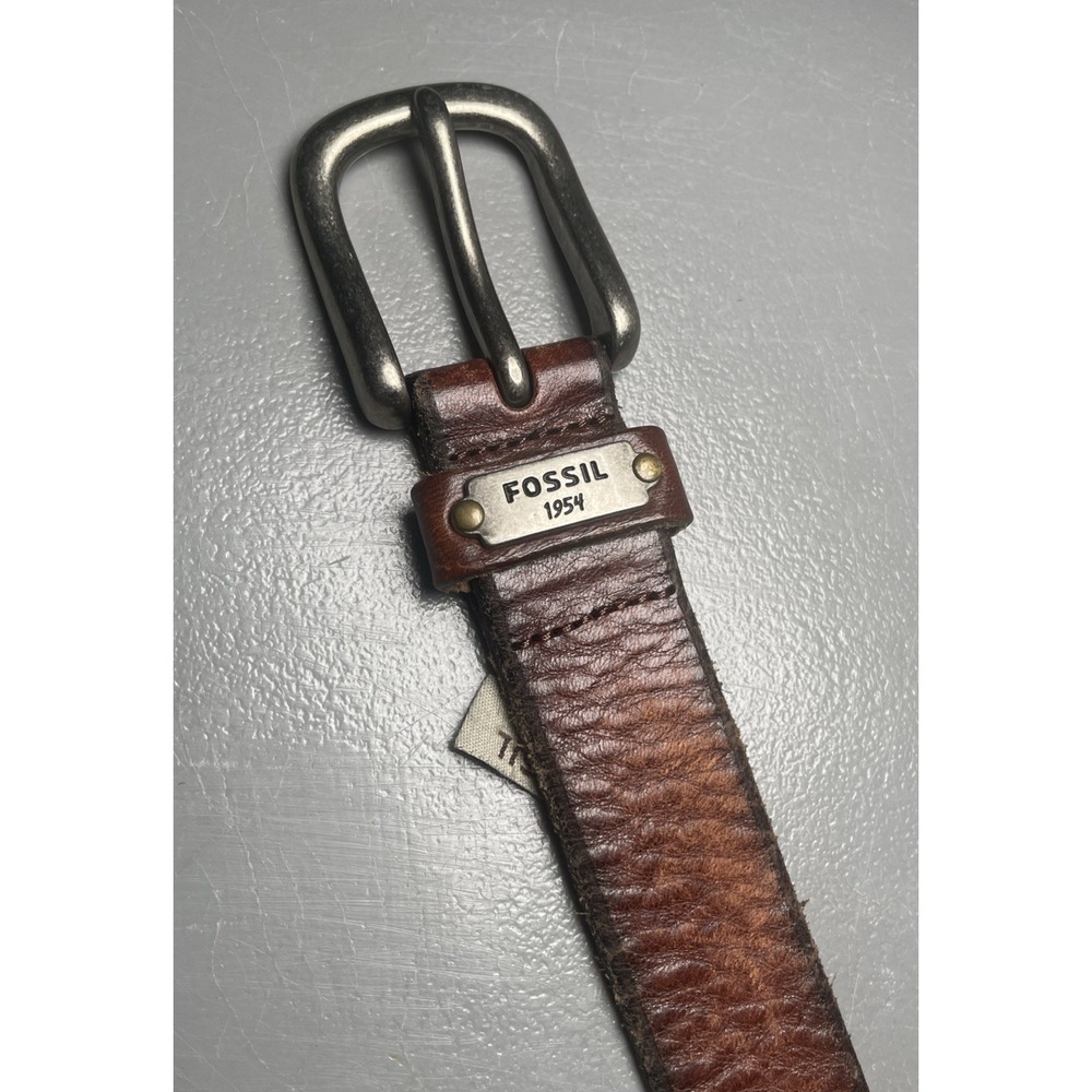 Vintage Fossil Leather Belt Brown Distress Leather Medium - Picture 3 of 15